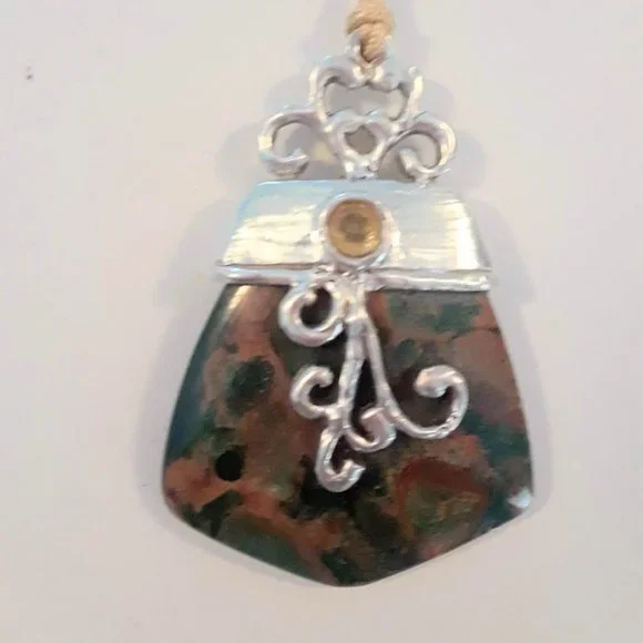 Sterling Silver Jasper & Citrine Pendant - Picture 2 of 3